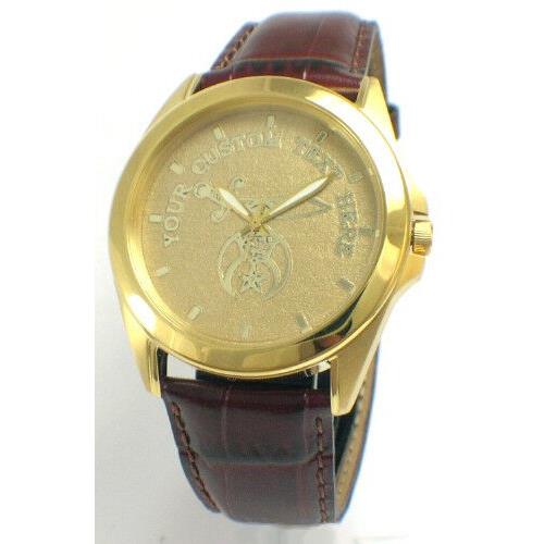 Citizen Brand Custom Shriner Medallion Dial with Leather Strap - All Gold Dial