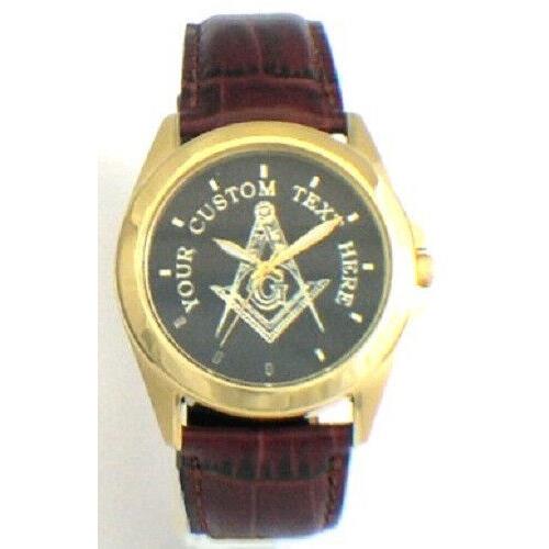 Citizen Brand Custom Masonic Medallion Dial Watch - All Gold Finish