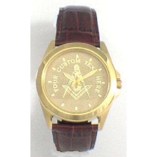 Citizen Brand Custom Masonic Medallion Dial Watch - All Gold Finish All Gold Dial