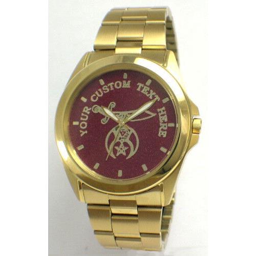 Citizen Brand Custom Shriner Medallion Dial Watch - Polished Gold and Red Dial