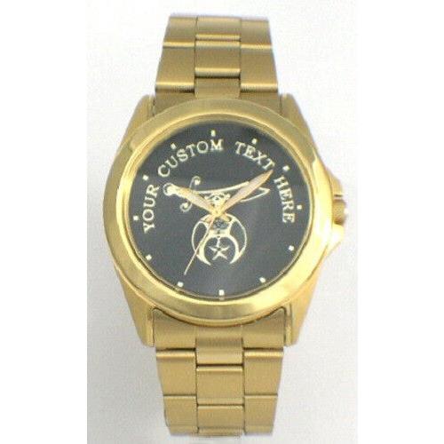 Citizen Brand Custom Shriner Medallion Dial Watch - Polished Gold and Red Dial Gold/Black Dial