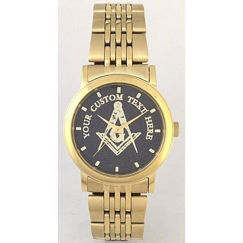 Citizen Brand Custom Masonic Medallion Dial Watch - All Gold Finish