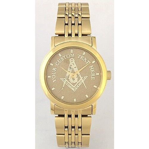 Citizen Brand Custom Masonic Medallion Dial Watch - All Gold Finish All Gold Dial