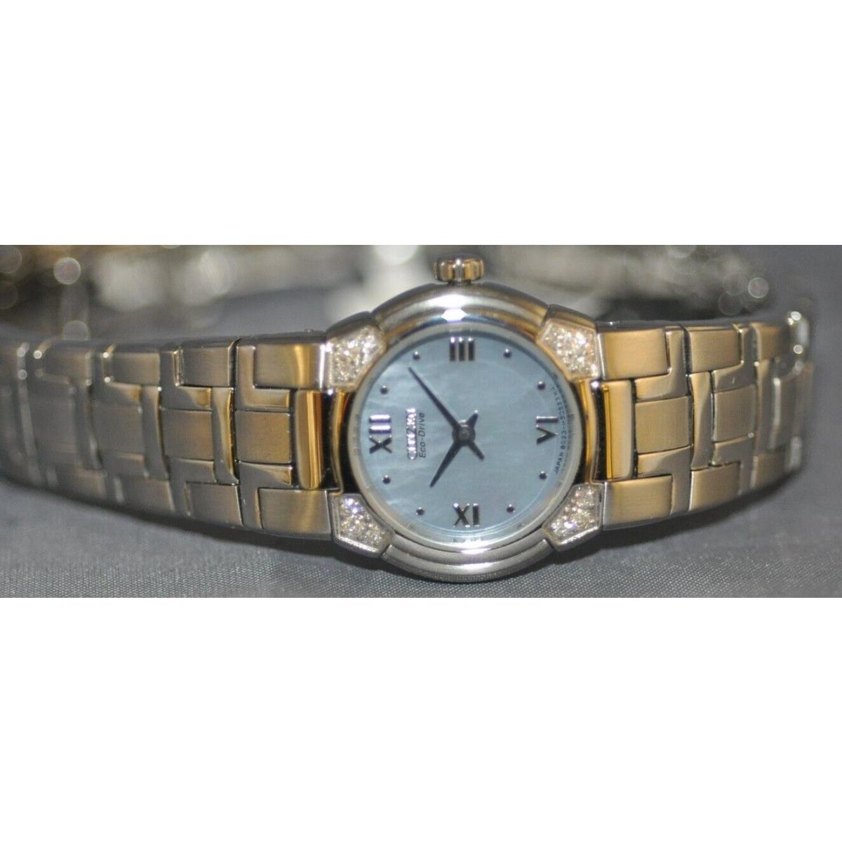 Citizen Ladies Firenza Blue Mop Dial Diamond Accent Steel Watch EW8030-52N