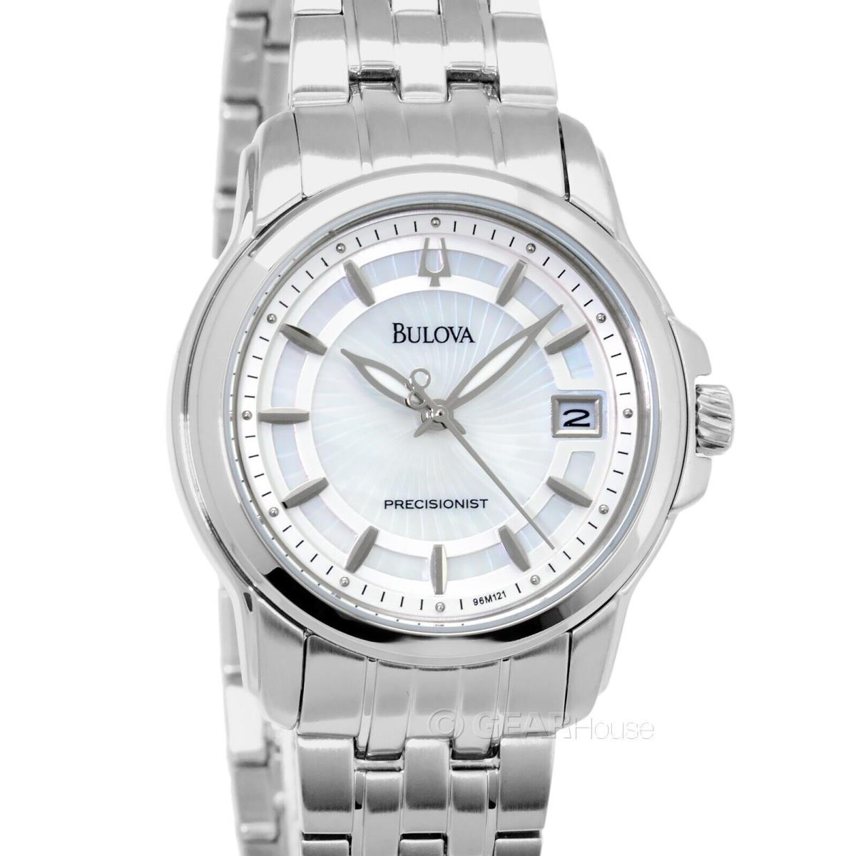 Bulova Precisionist Womens Dress Watch Mop Dial Silver Stainless Steel Band