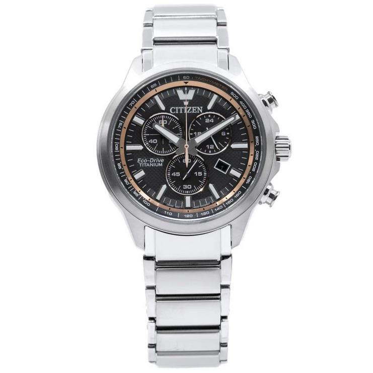 Citizen Super Titanium Sapphire Crystal AT2470-85H Chronograph Black Dial Watch