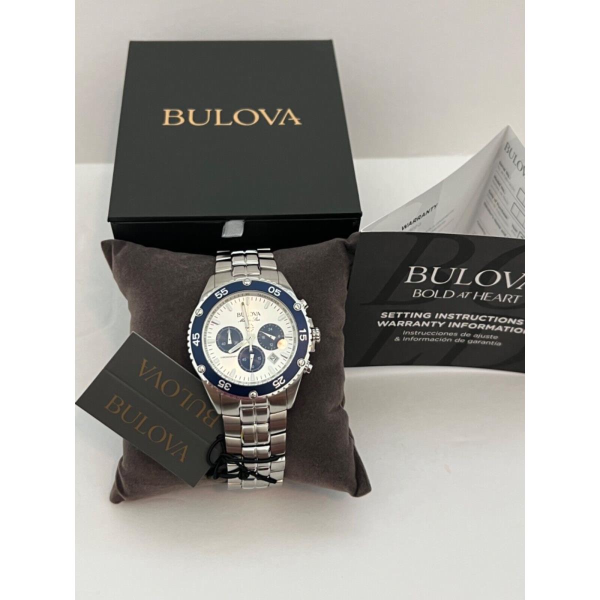 Bulova Marine Star Chronograph Stainless Steel Quartz Men`s Watch 98B423