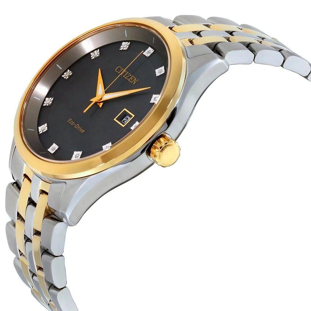 Citizen Corso BM7258-54H Men`s Diamond Accents Gold Silver Watch 41MM - Dial: Gray, Band: Multicolor, Bezel: Gold