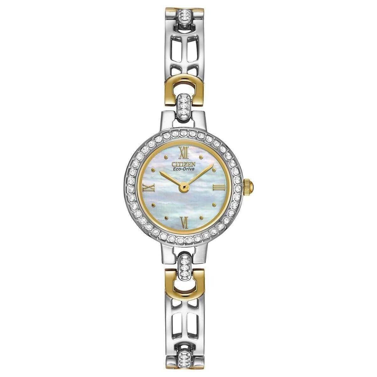 Citizen EW8464-52D Wrist Watch For Women Ecco Drive Slim Gold Dress Mop Watch