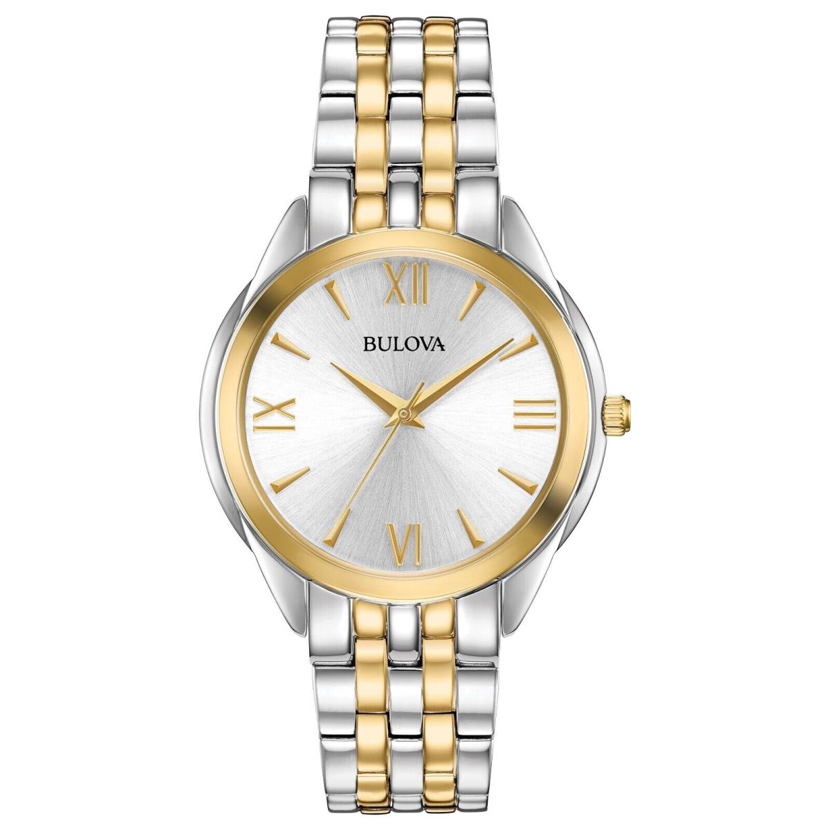 Bulova Women`s Classic Quartz Gold Silver Stainless Steel Watch 34 MM 98L259