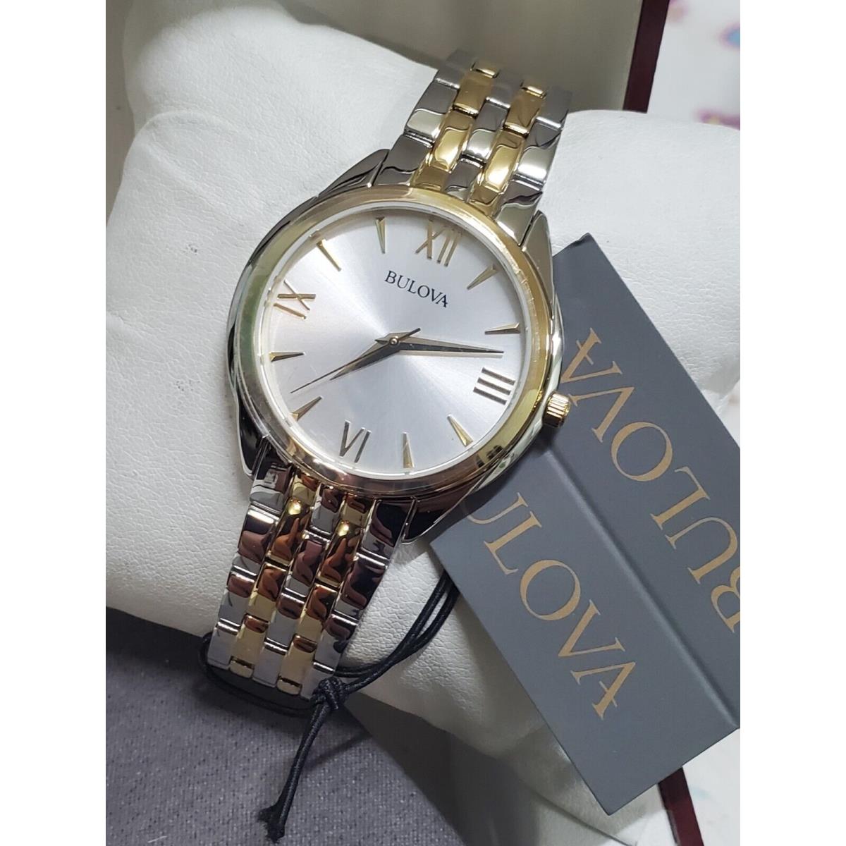 Bulova 98L259 Two Tone Silver Dial Women`s Dress Watch