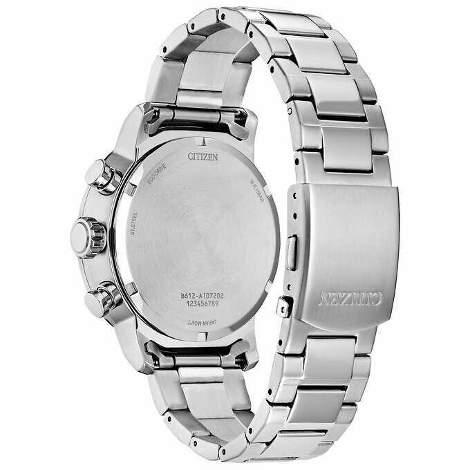 Citizen Eco-drive Brycen CA0858-57E Mens Stainless Steel Analog Dial Watch - Dial: Blue, Band: Silver, Bezel: Silver