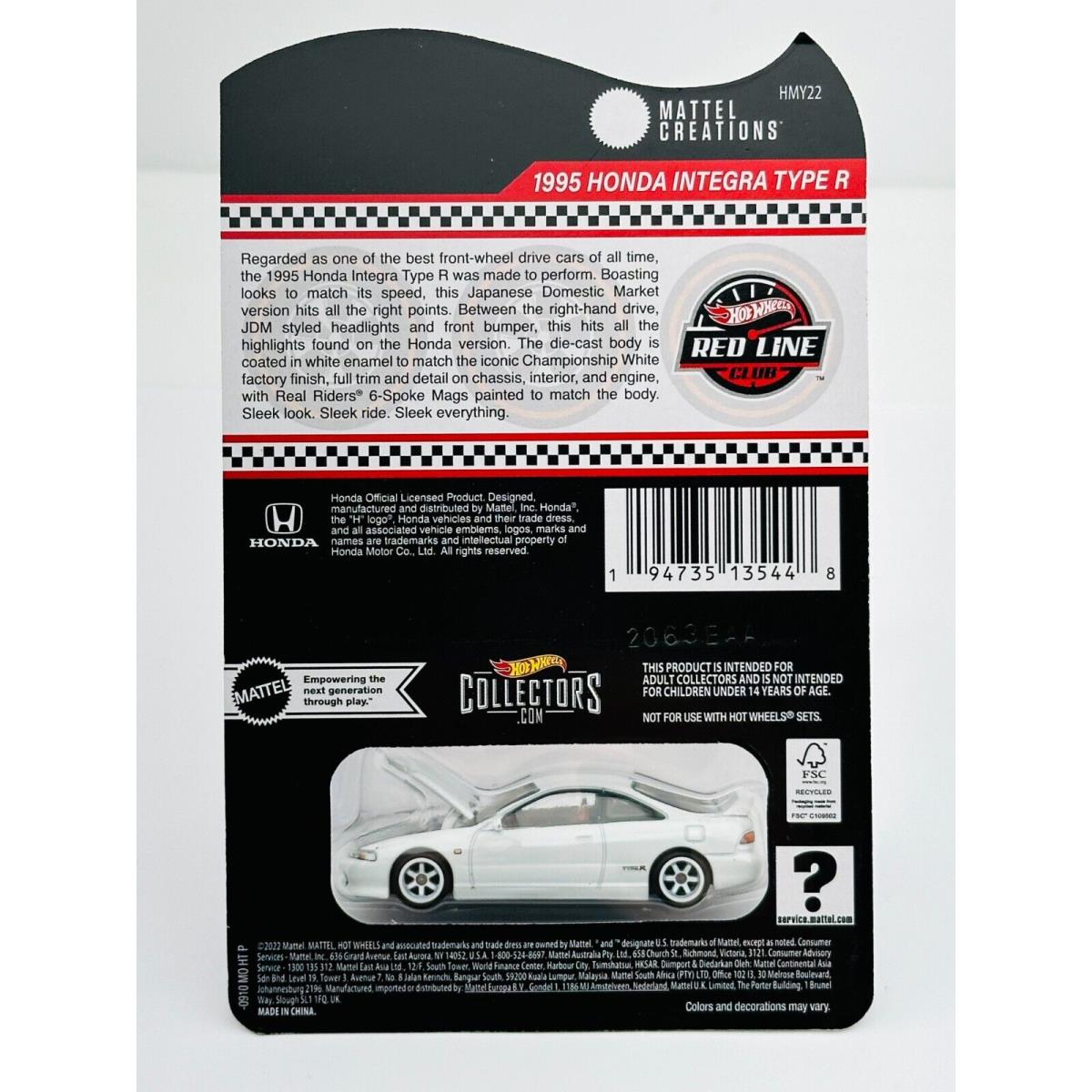 Hot Wheels 2023 Rlc 1995 Honda Integra Type R White