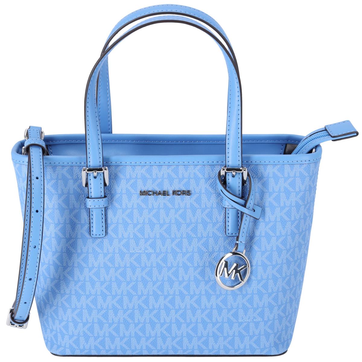 Michael Kors Jet Set XS Carryall Tote Crossbody South Pacific Blue MK Signature