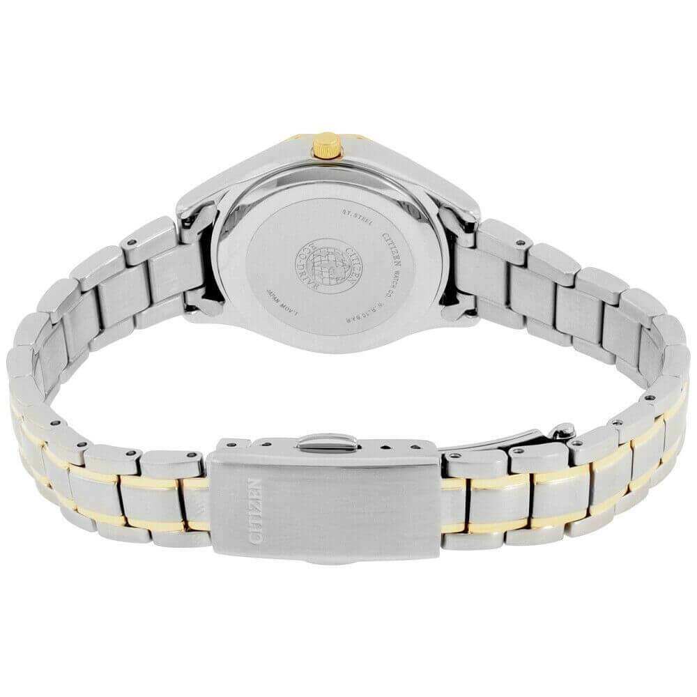 Citizen Corso EW3144-51A Ladies 27mm White Dial Watch - Dial: White, Band: Two tone Silver/Gold, Bezel: Gold