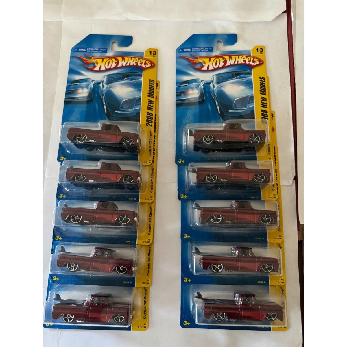 Hot Wheels 2008 Models Custom `62 Chevy Set of 10 C19