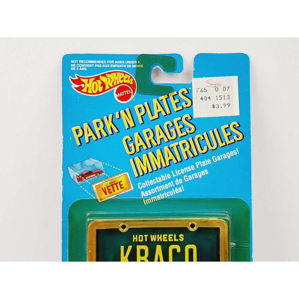 Hot Wheels Park N Plates Kraco NO Stp Tampo ON International Card Nice N566