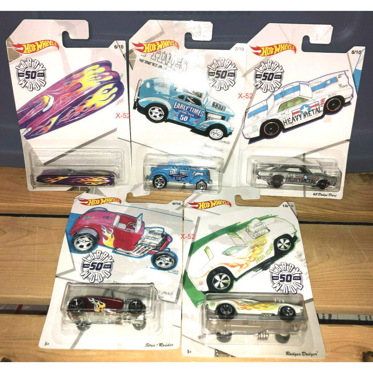 Larry Wood Hot Wheels Complete Set of 10 1:64 Cars 50th Anniversary 2019