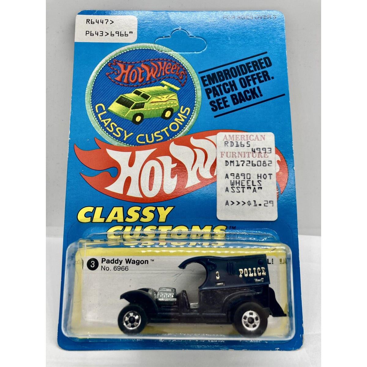Paddy Wagon Hot Wheels 1977 bw Unpunched Classy Customs Patch Card No 6966