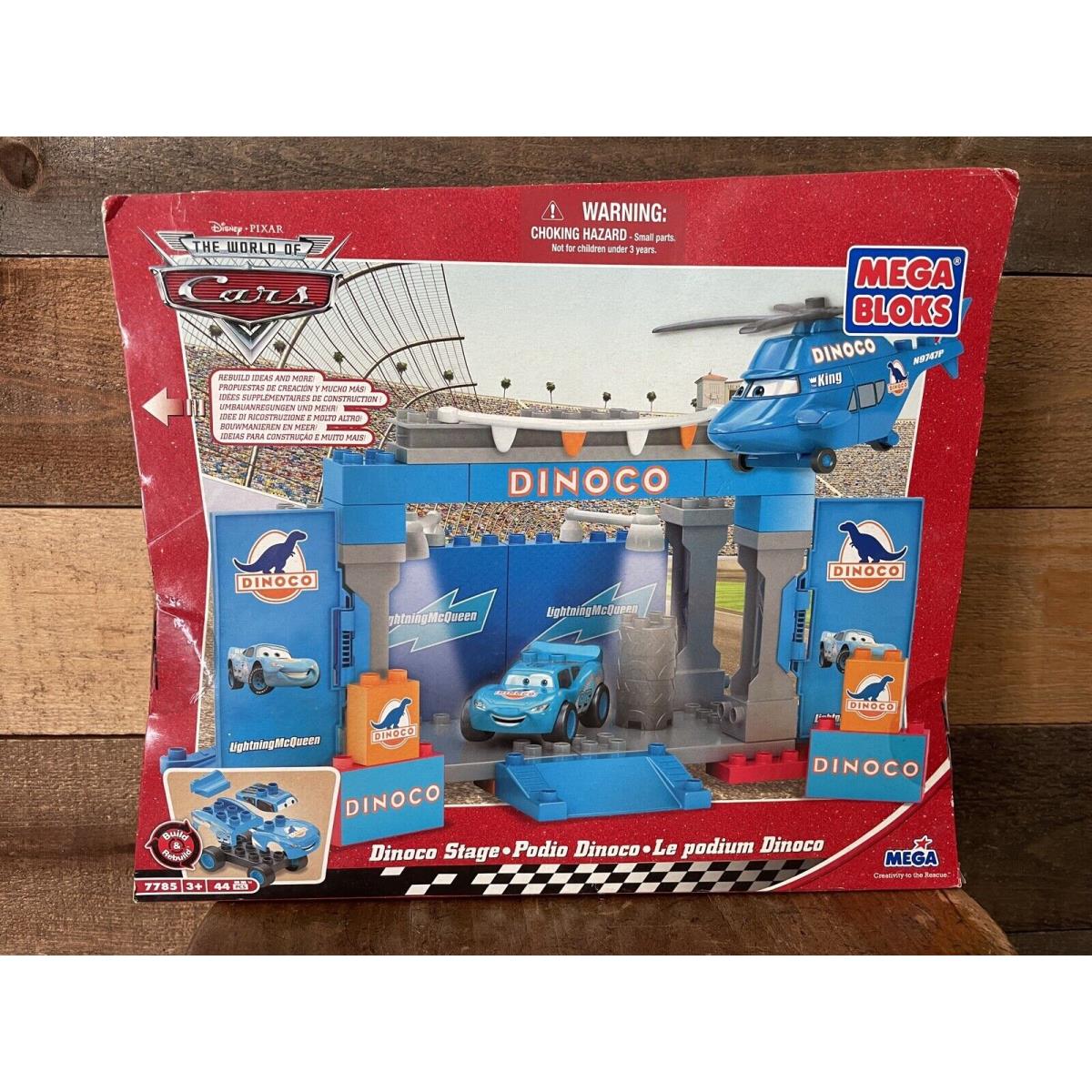 Pixar Cars Dinoco Stage W/helicopter Blue Mcqueen Set 7785 Mega Bloks -ht