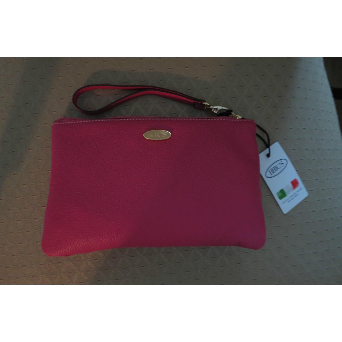 Bric`s Bric S Pink Pebbled Leather Wristlet/travel Bag