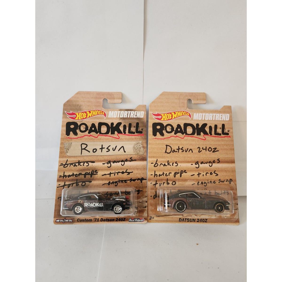 Hot Wheels Motor Trend Roadkill Datsun and Rotsun in Protector P100