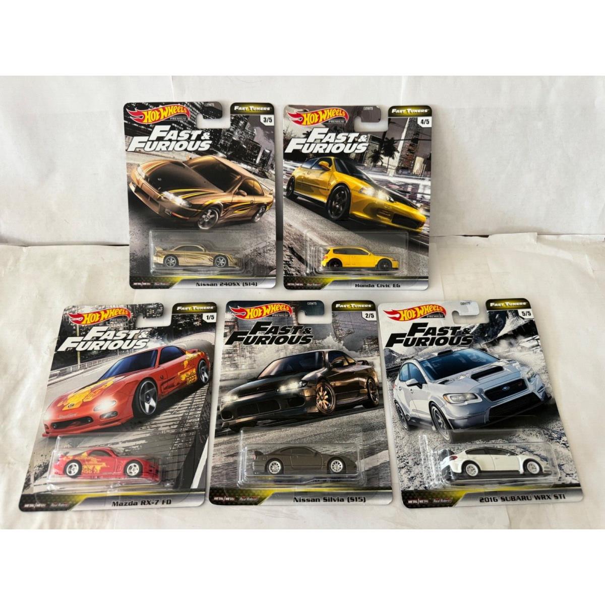 2019 Hot Wheels Premium Fast and Furious Fast Tuners Complete Set of 5 N91