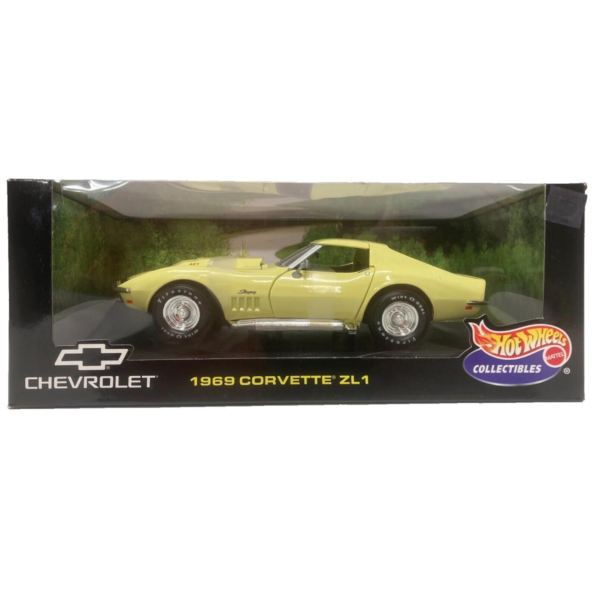 Corvette 1969 Yellow ZL1 Hot Wheels 1:18 th Diecast Model Car `69 Stingray ZL-1