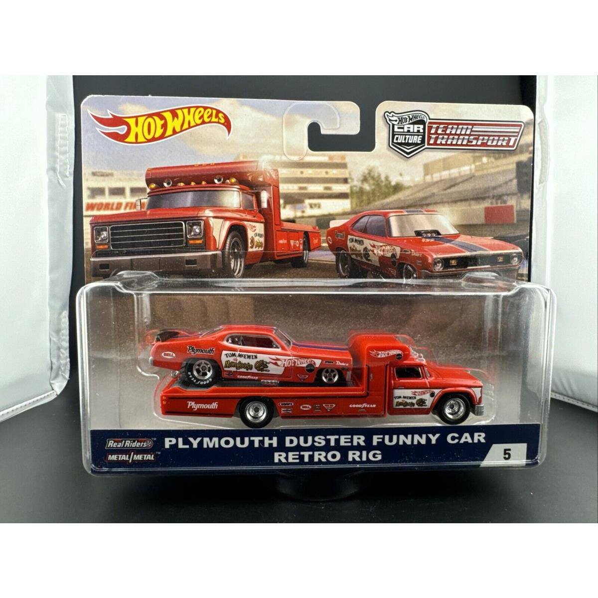 2019 Hot Wheels 5 Red Mongoose Plymouth Duster Funny Car Culture Team Transport - Red