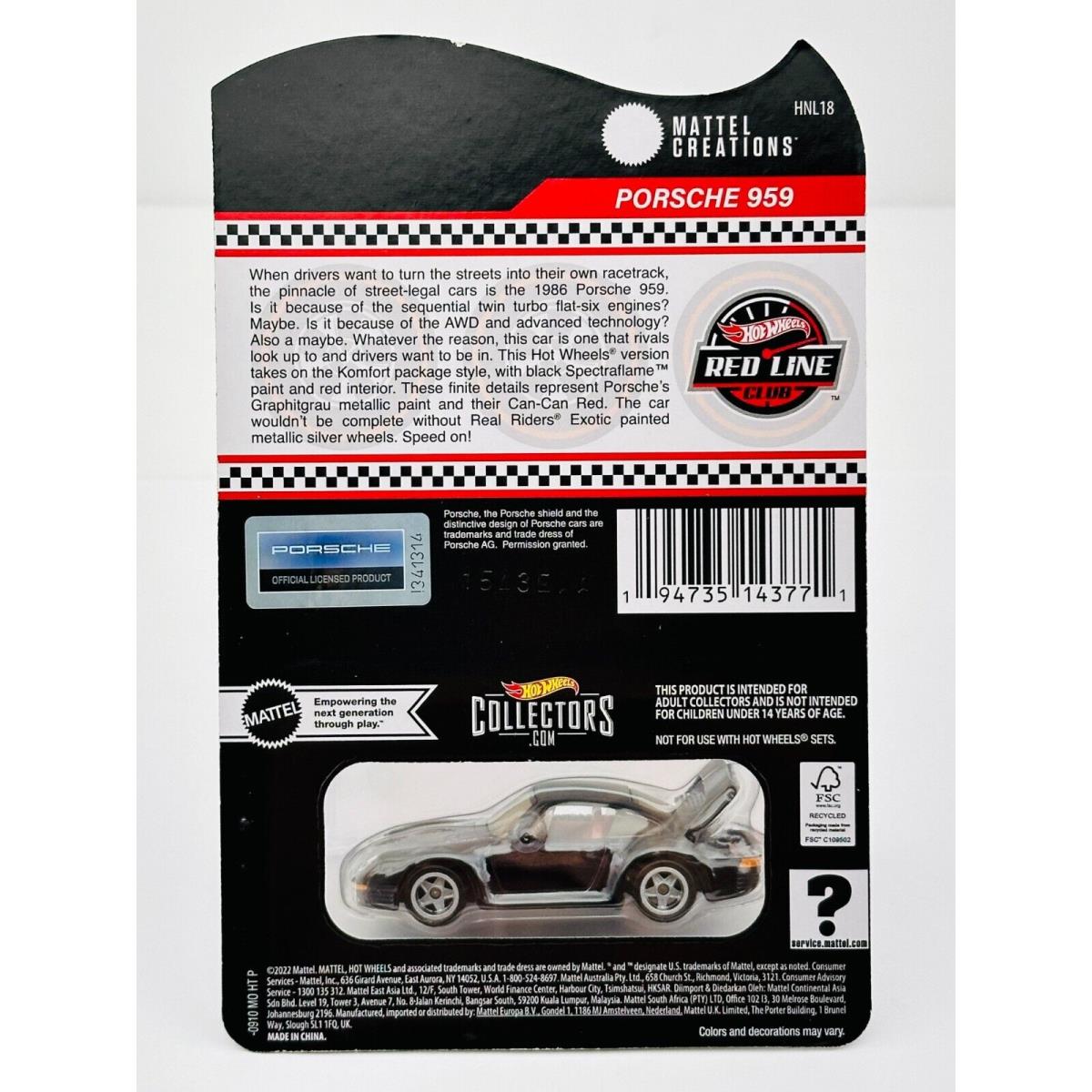 Hot Wheels 2023 Rlc Porsche 959 Black