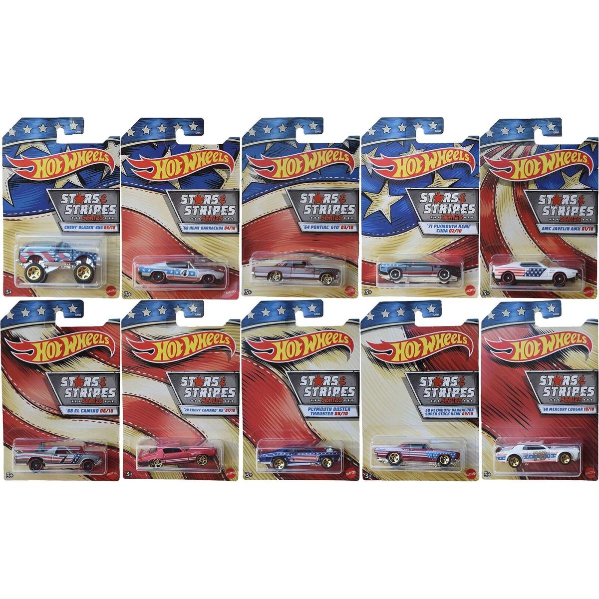 American Stars and Stripes Exclusive Series 10 Car Set Bundled with Camaro /