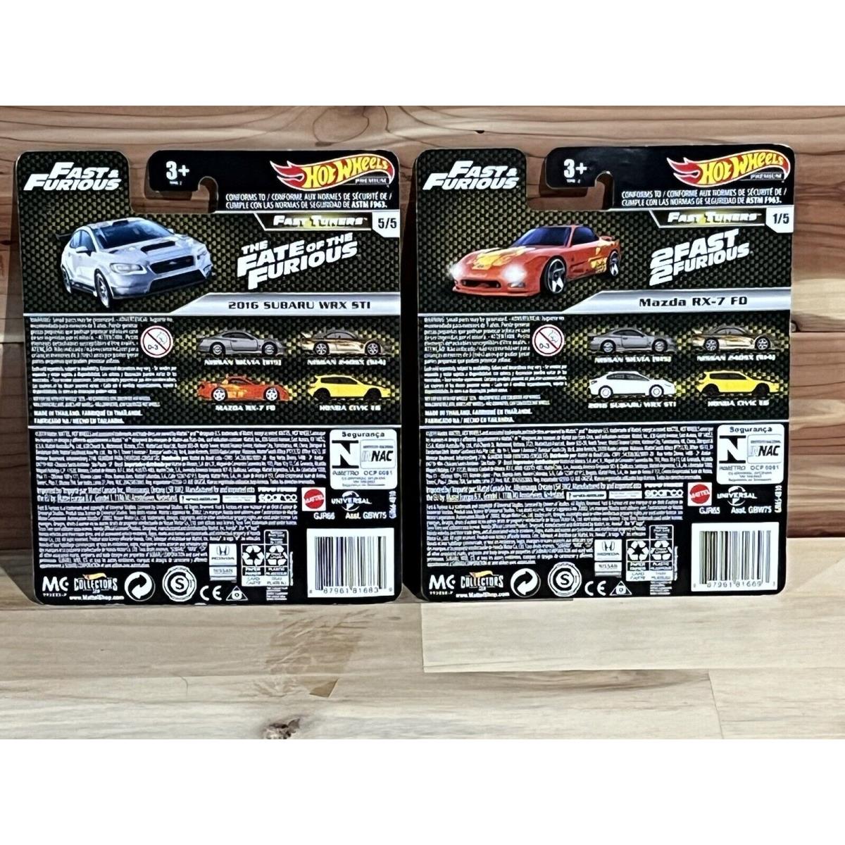 2020 Hot Wheels Premium Fast Tuners Mazda RX-7 FD 2016 Subaru Wrx ST1