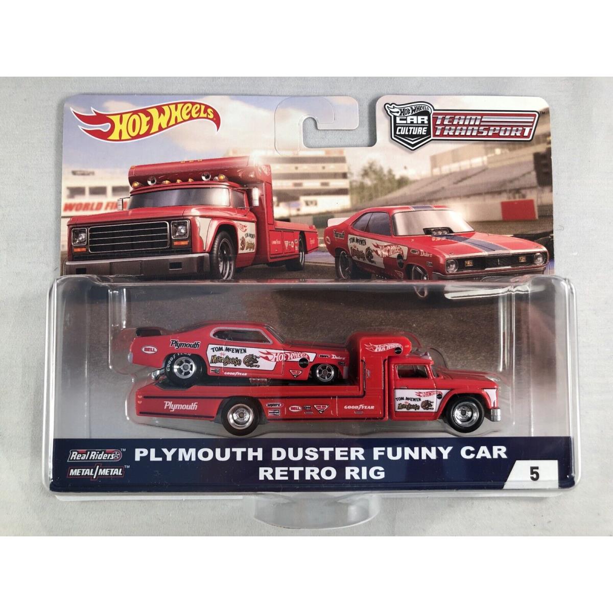 Hot Wheels 2018 Car Culture Team Transport Plymouth Duster Funny Car Retro Rig