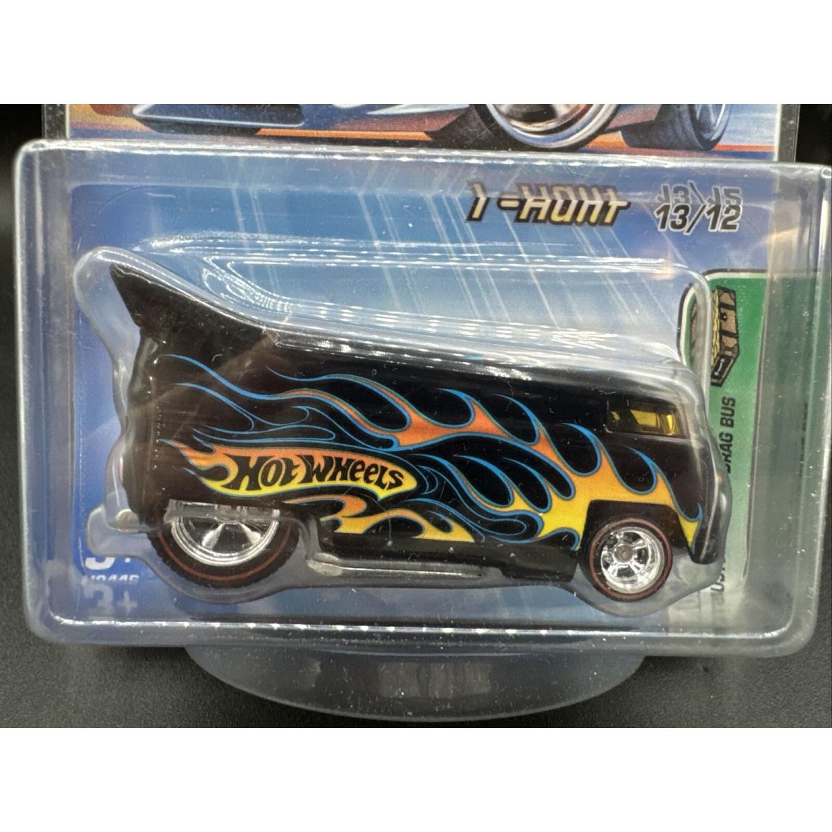 2005 Hot Wheels Black w Flames VW Volkswagen Drag Bus Treasure Hunt Real Riders