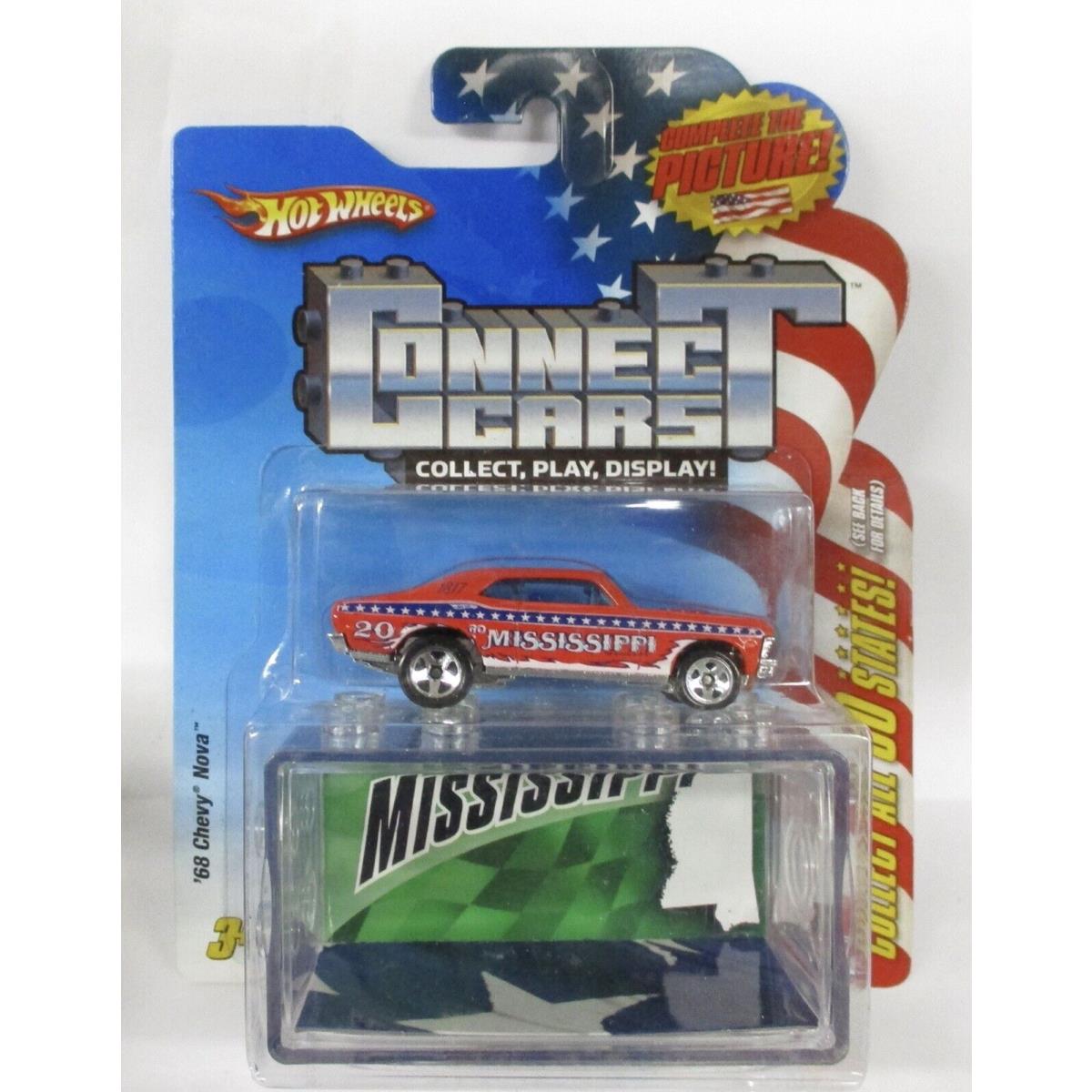 2008 Hot Wheels Connect Cars State OF Mississippi 1968 Chevrolet Nova