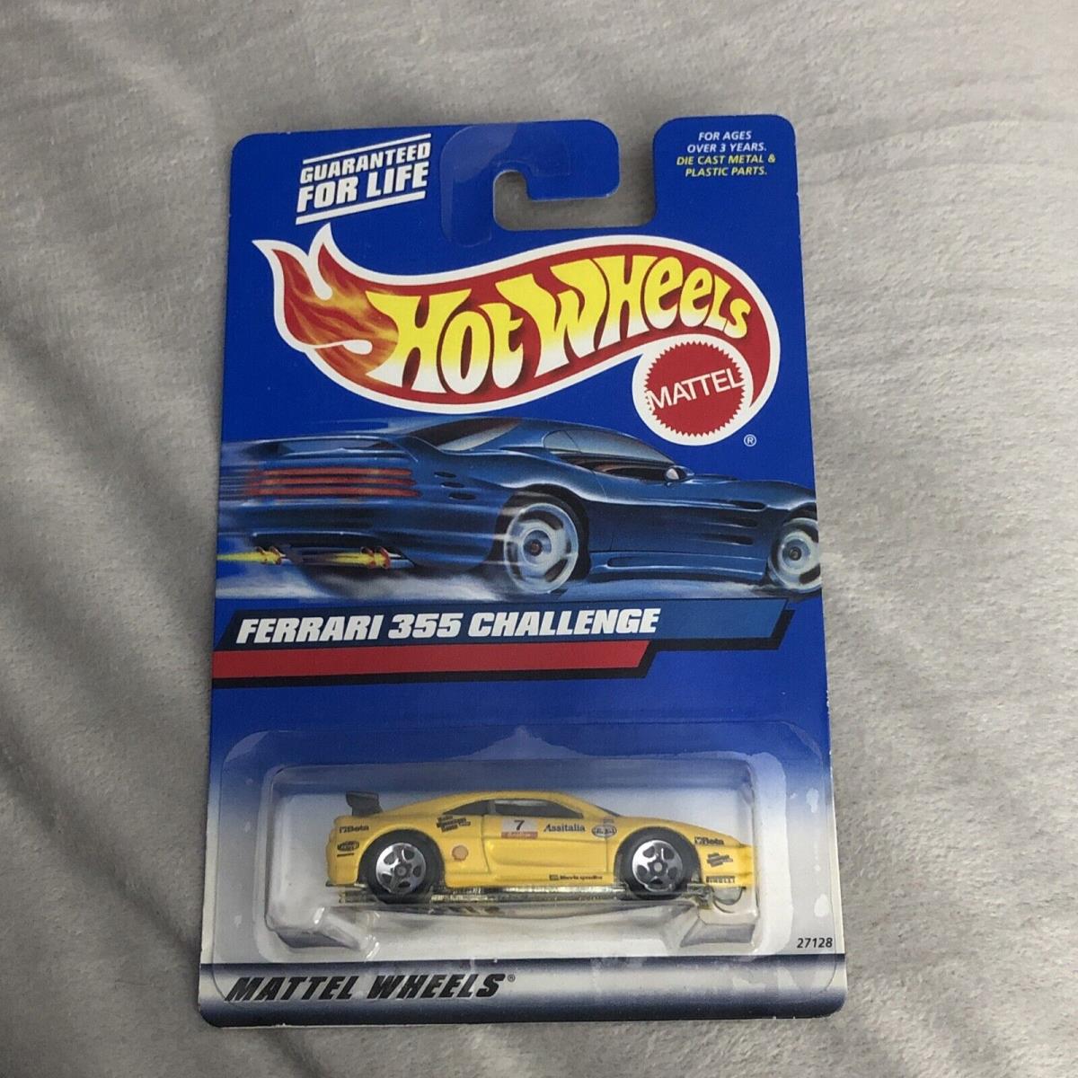 1999 Hot Wheels Yellow Car 7 Ferrari 355 Challenge Yellow w/5 Spokes 27128 Mip