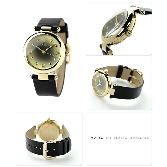 Marc Jacobs Dotty Gold Tone Black Leather Band WATCH-MJ1409