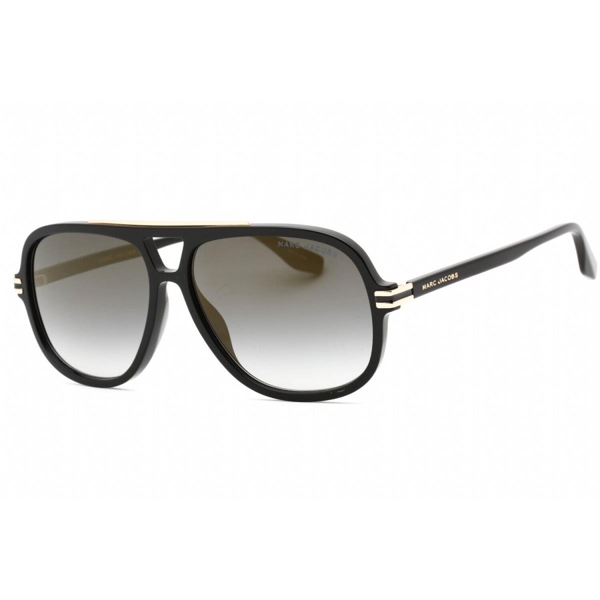 Marc Jacobs Marc 468/S 807/FQ Sunglasses Black Frame Gold Gradient Grey Mirror