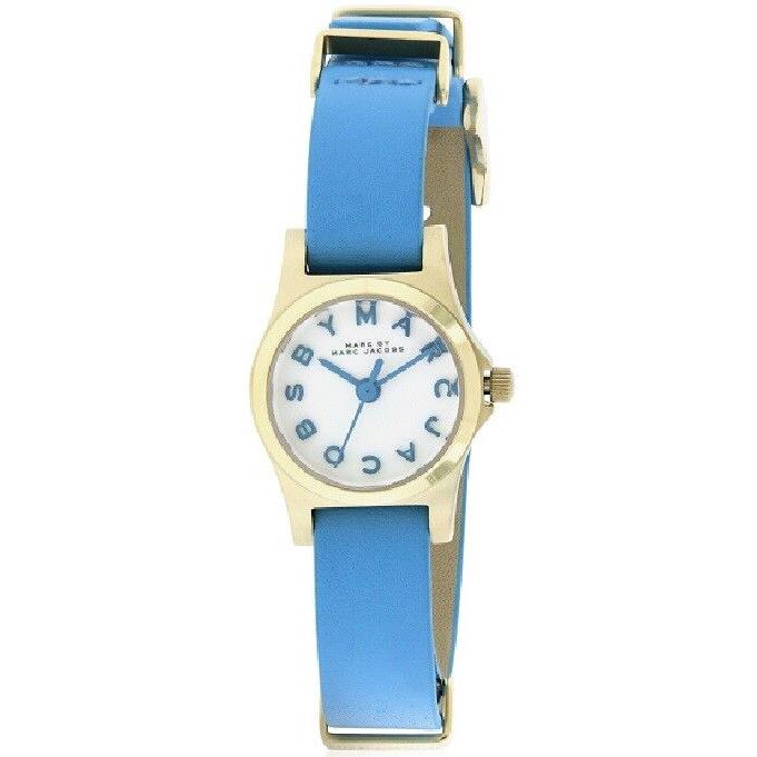 Marc Jacobs MBM1314 Women`s Henry Gold-tone Case Blue Leather Strap Watch