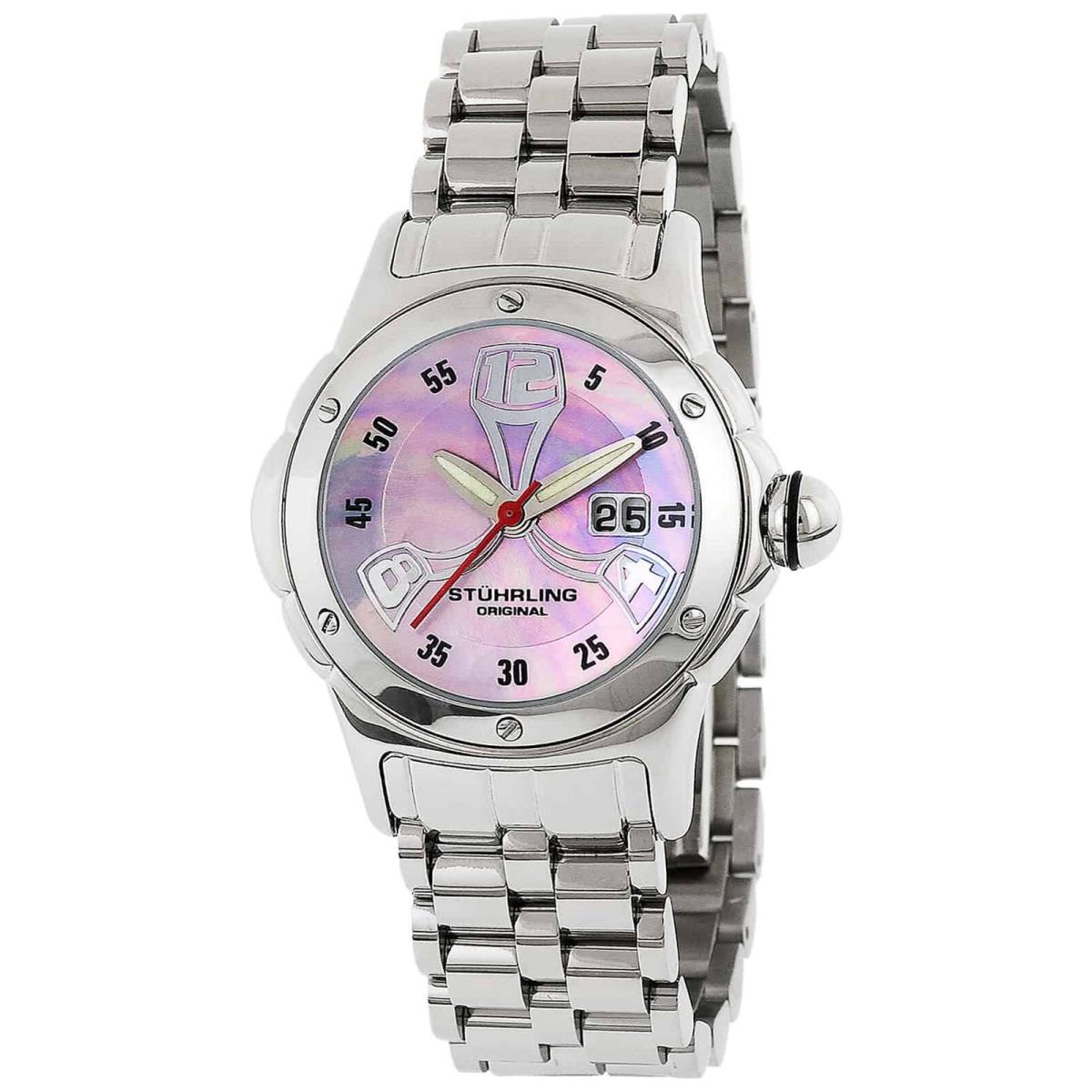 Stuhrling 5AB.12119 Lady Alpine Pink Dial Domed Crystal Womens Watch