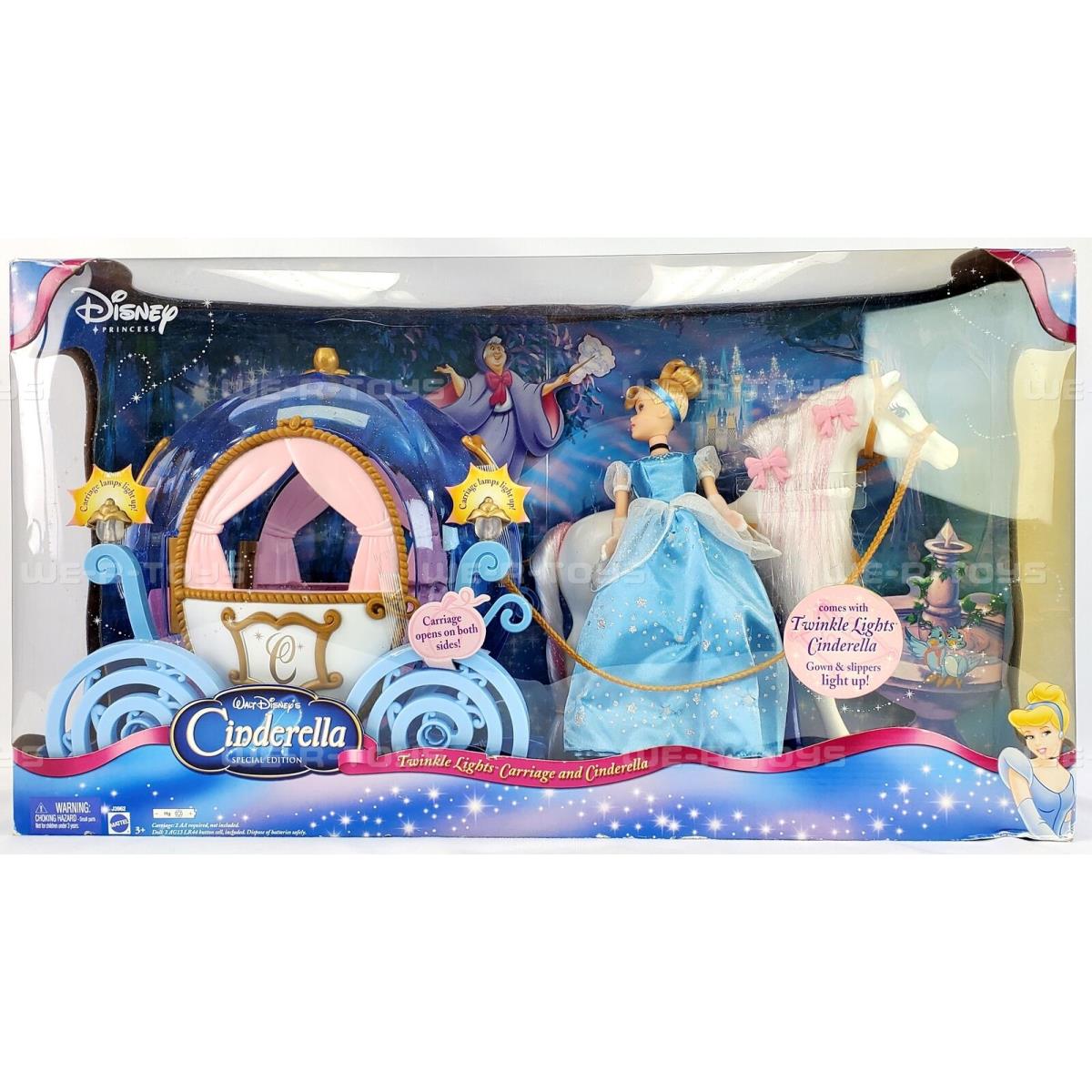 Disney Cinderella Twinkle Lights Carriage and Cinderella Doll Mattel Nrfb