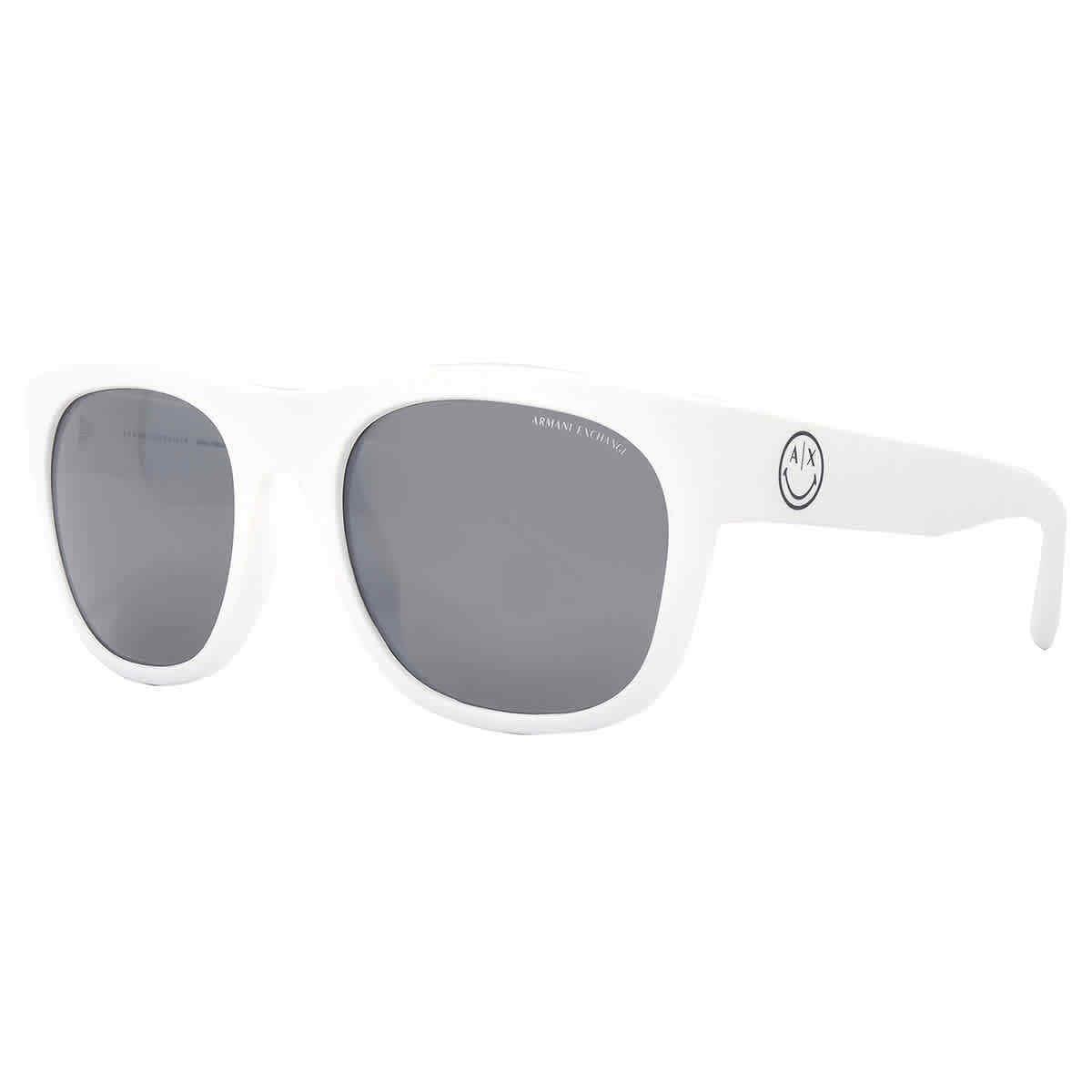 Armani Exchange Gray Mirrored Silver Square Men`s Sunglasses AX4128SU 81566G 55