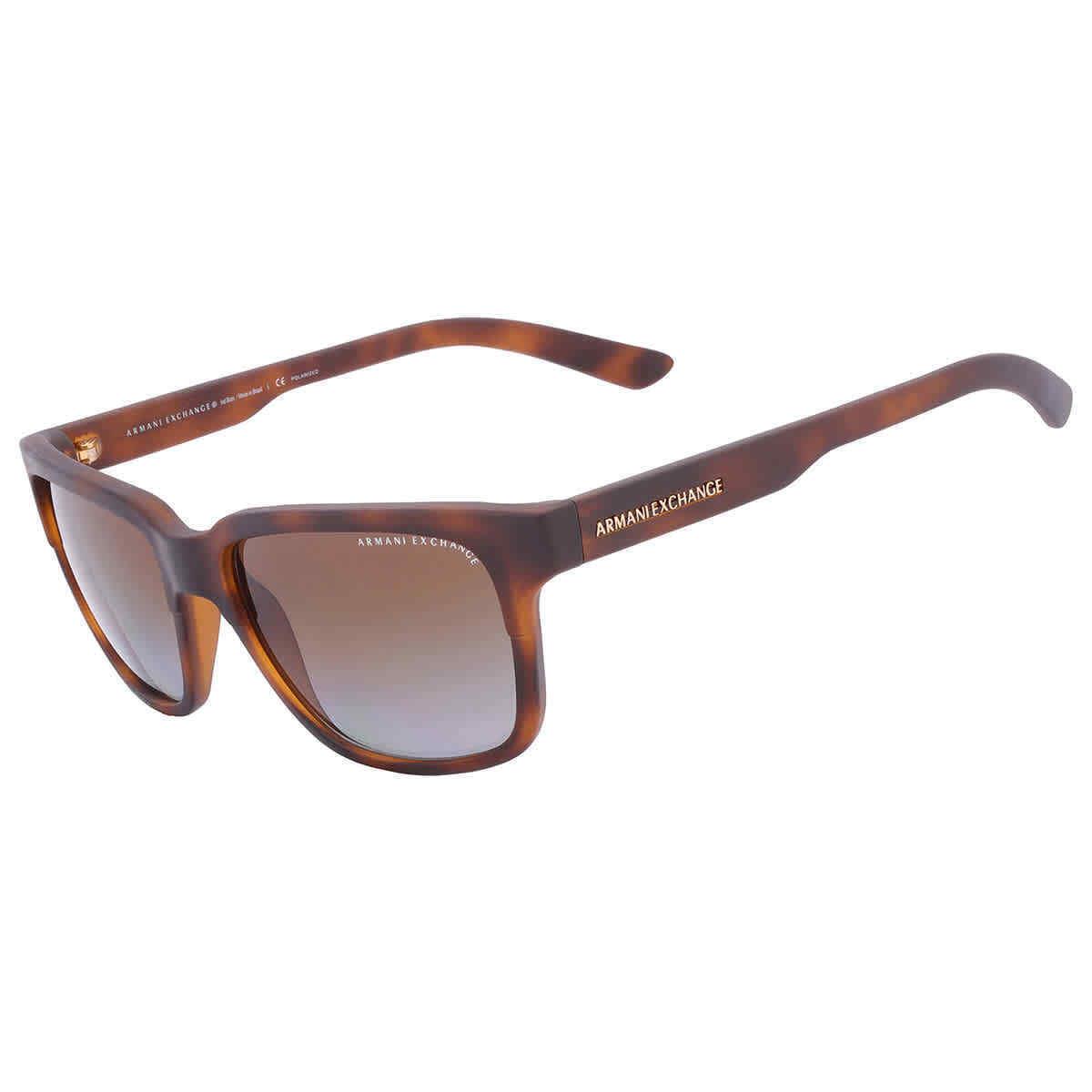Armani Exchange Polarized Brown Gradient Square Men`s Sunglasses AX4026S 8029T5