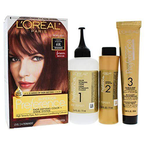 Loreal Preference Hair Color Permanent Fade Defying Light Auburn Warmer 6R 3 Pk