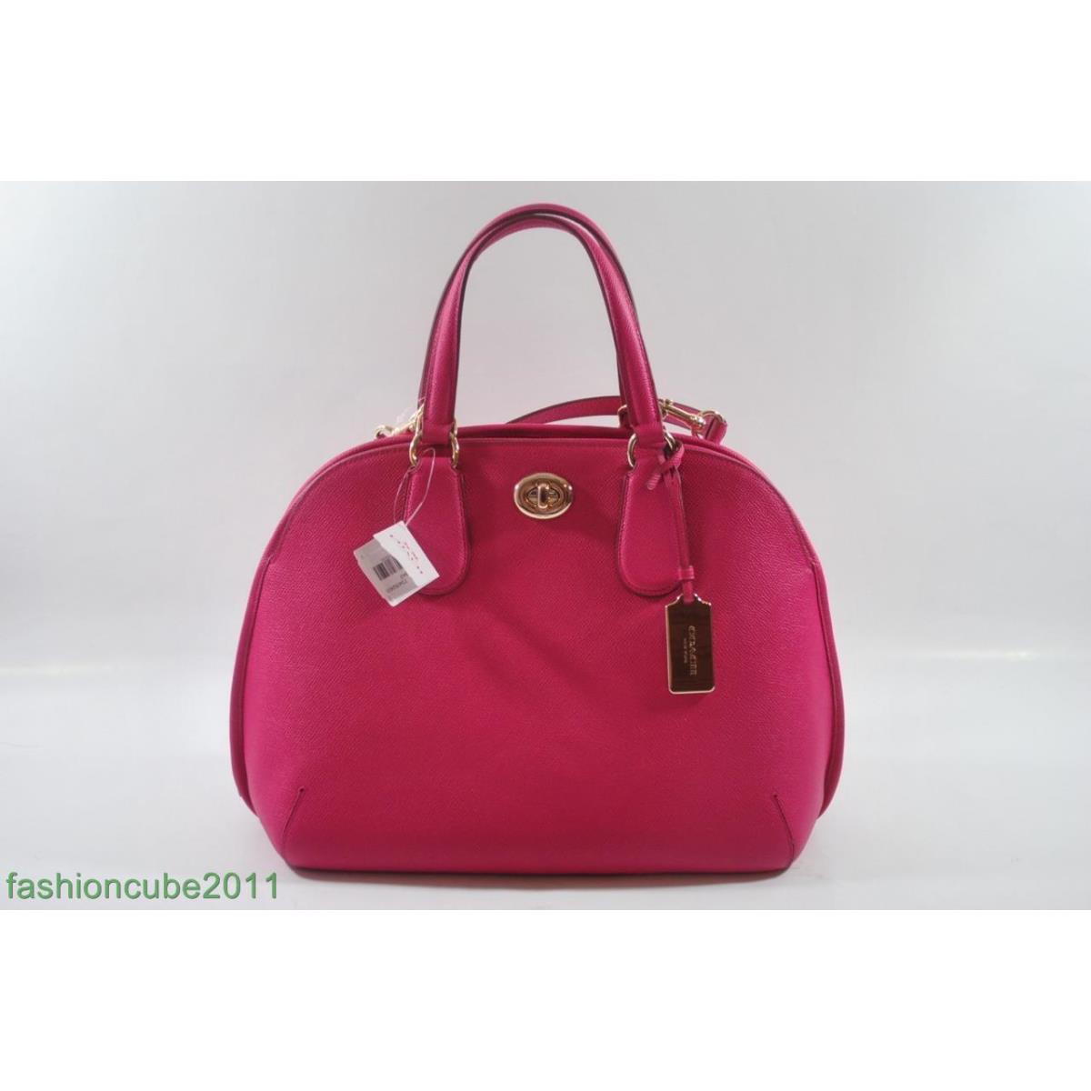 Wtg Coach Prince Street Dome Cross Grain Leather Satchel -34939 Pink Ruby