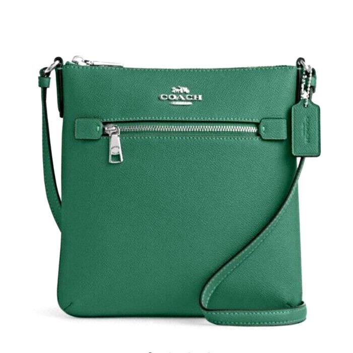 Coach CE871 Mini Rowan File Bag Crossgrain Leather Bright Green