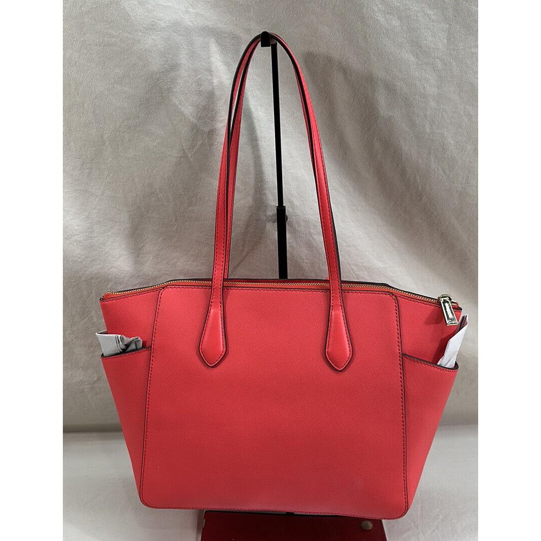 Michael Kors Marilyn Leather Mid Size Tote Bag Dahlia Salmon/coral