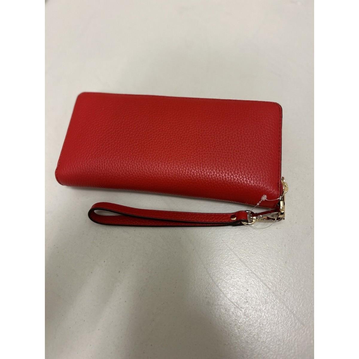 Michael Kors Women Fashion Continental Red Zip Around Wristlet Long id Wallet MK