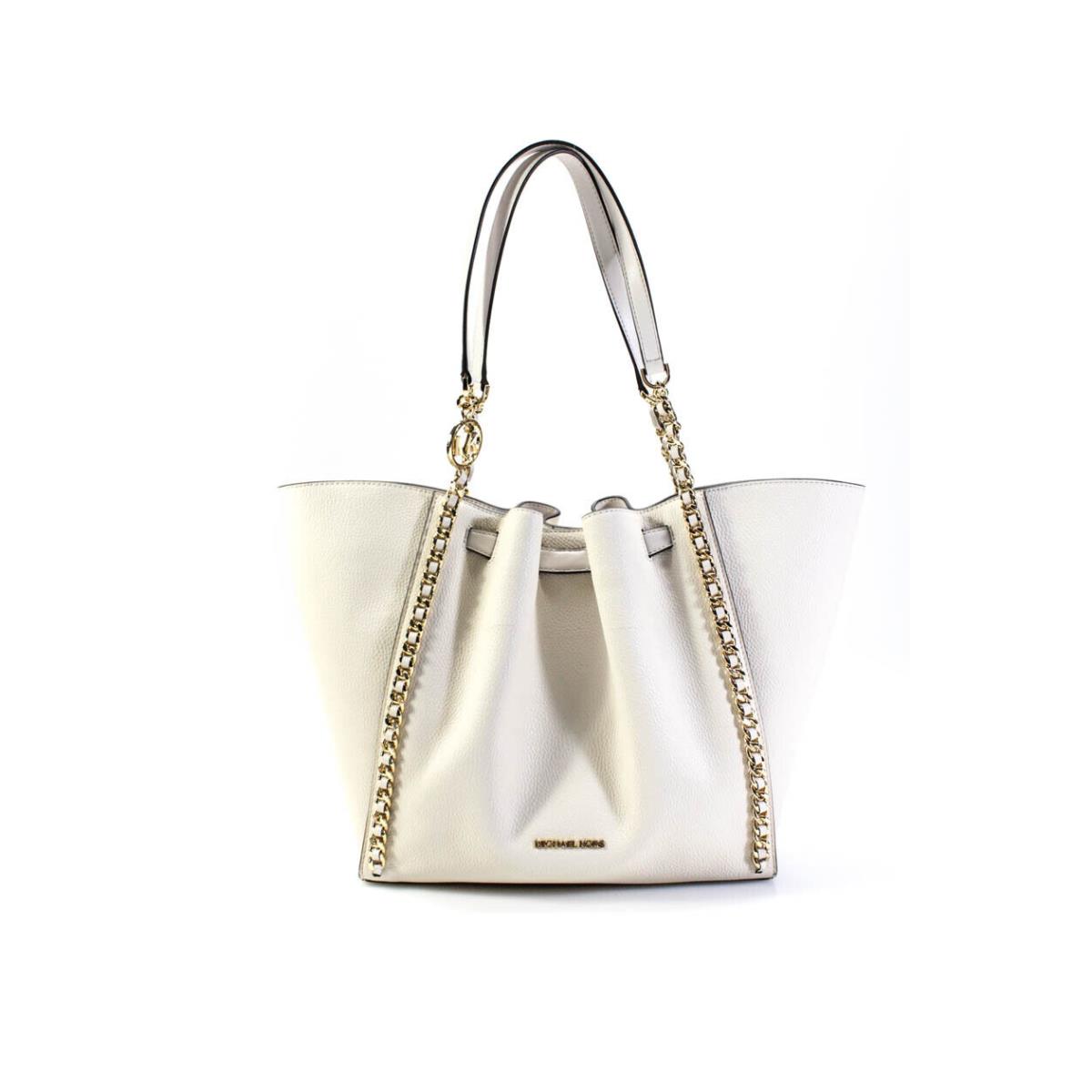 Kors Womens Cream Large Belt Chain Tote Shoulder Bag Handbag