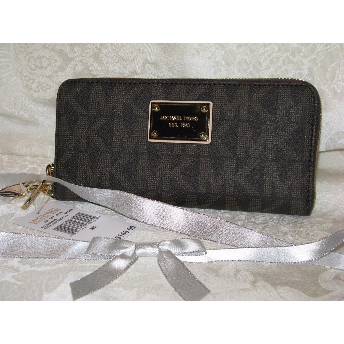 Michael Kors. Brown Jet Set Item Tech Continental Wallet. New